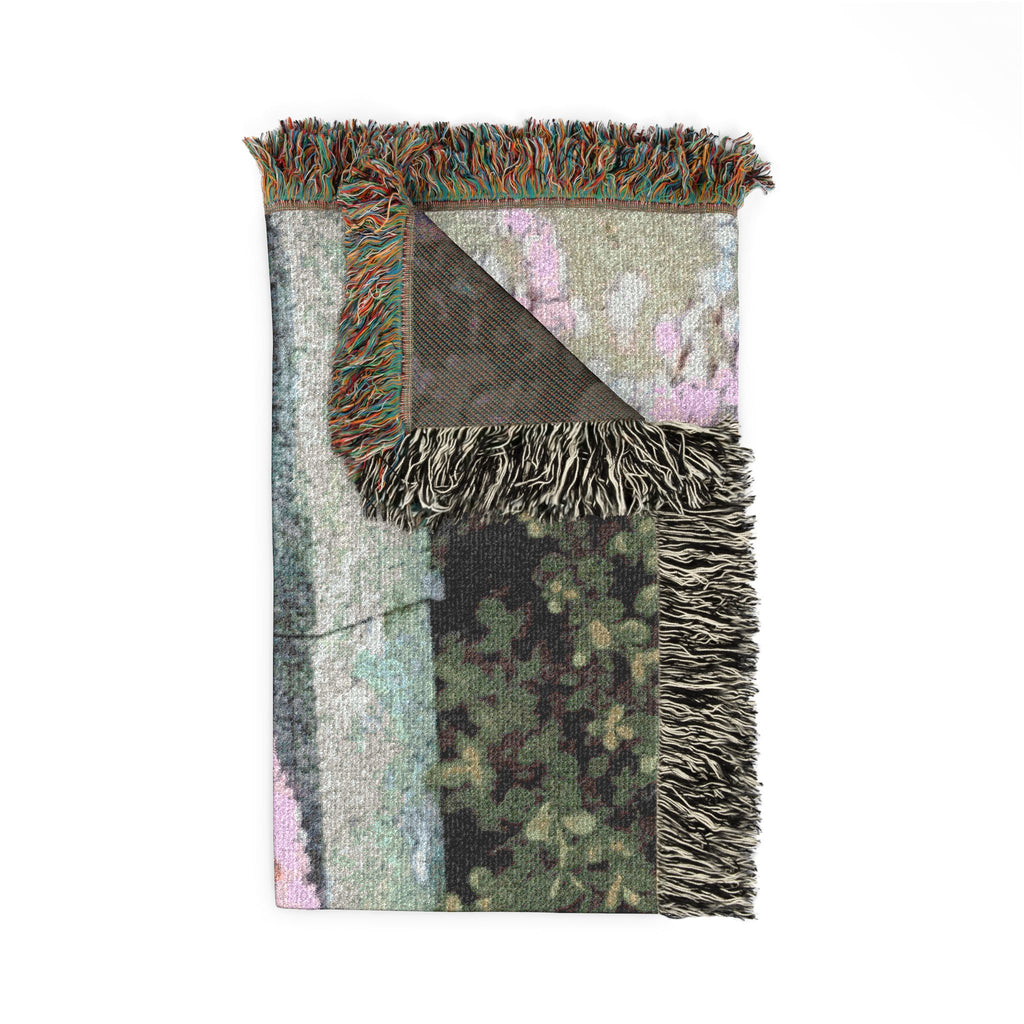 Floral Cat Woven Blanket — Pink Pet Portrait Throw