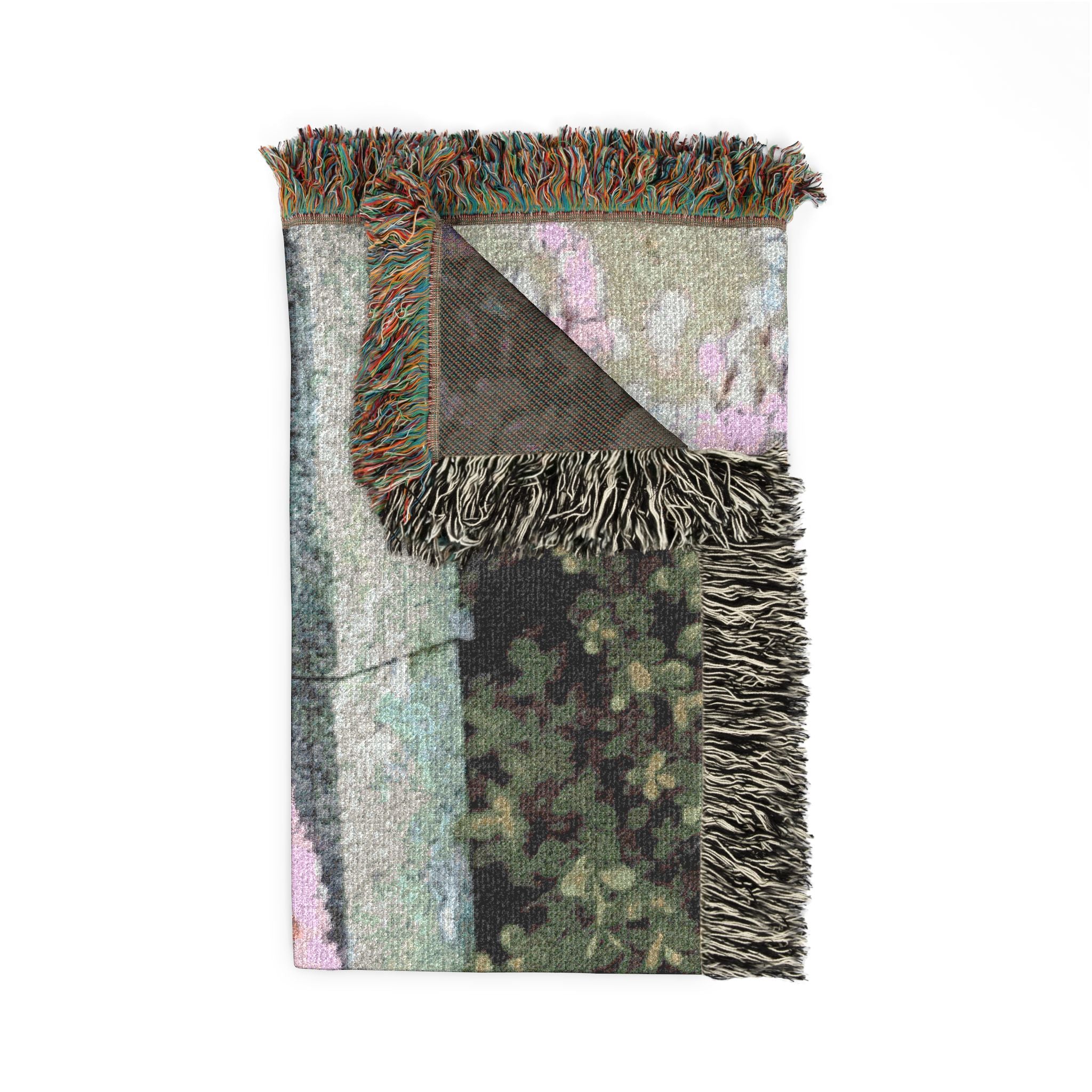 Floral Cat Woven Blanket — Pink Pet Portrait Throw