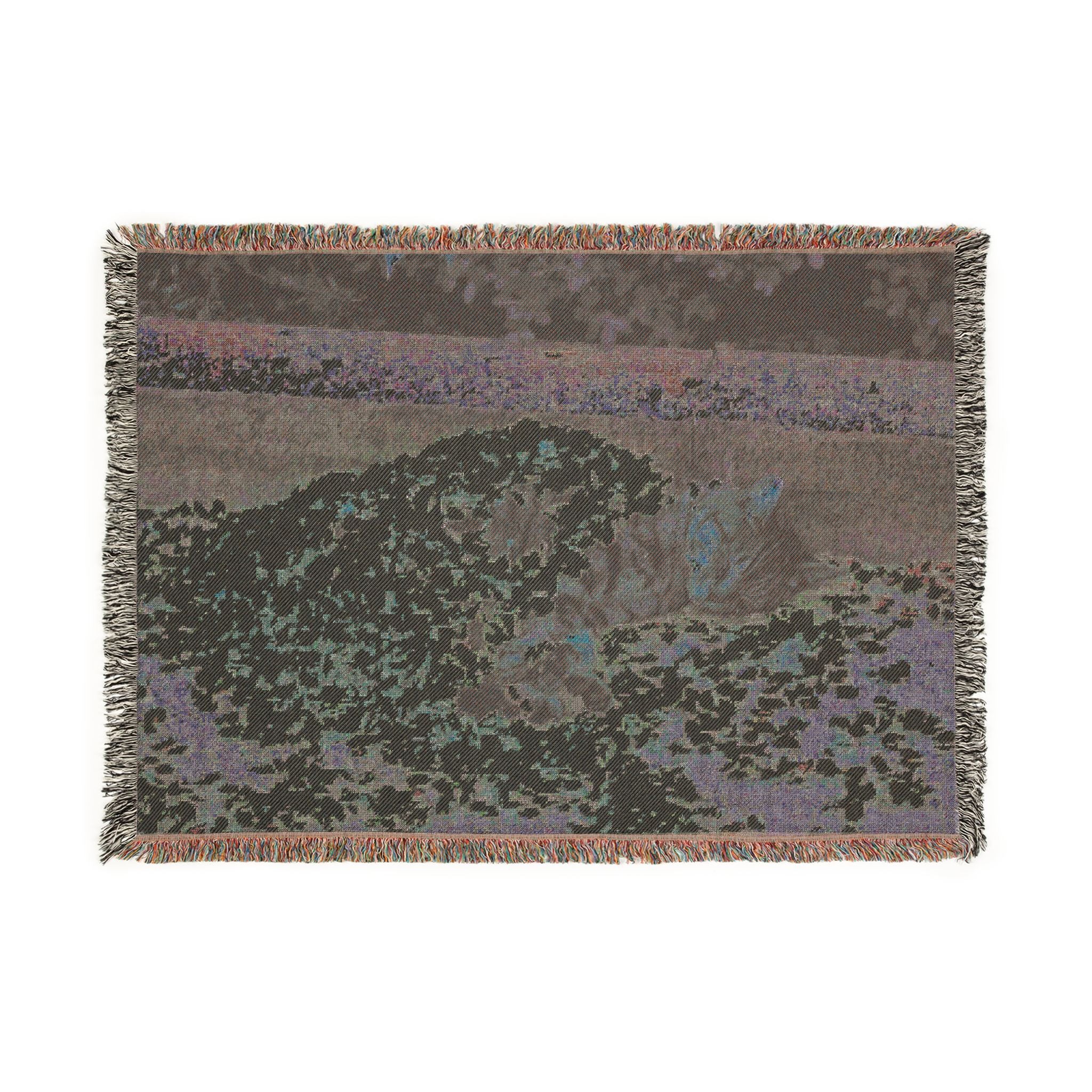 Floral Cat Woven Blanket — Pink Pet Portrait Throw