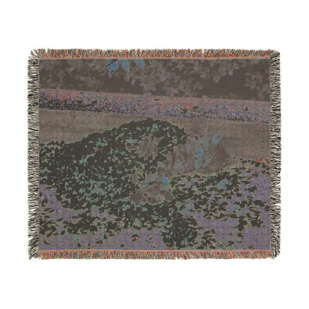 Floral Cat Woven Blanket — Pink Pet Portrait Throw