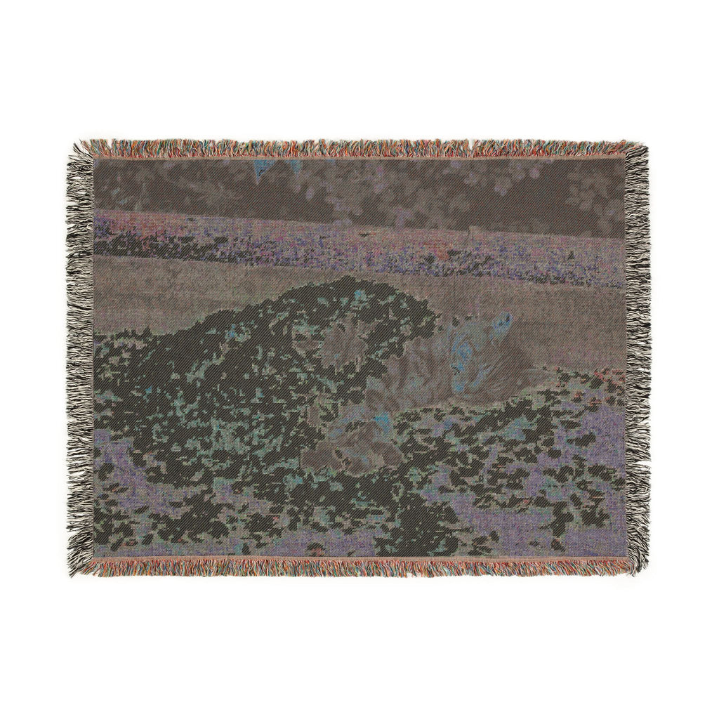 Floral Cat Woven Blanket — Pink Pet Portrait Throw