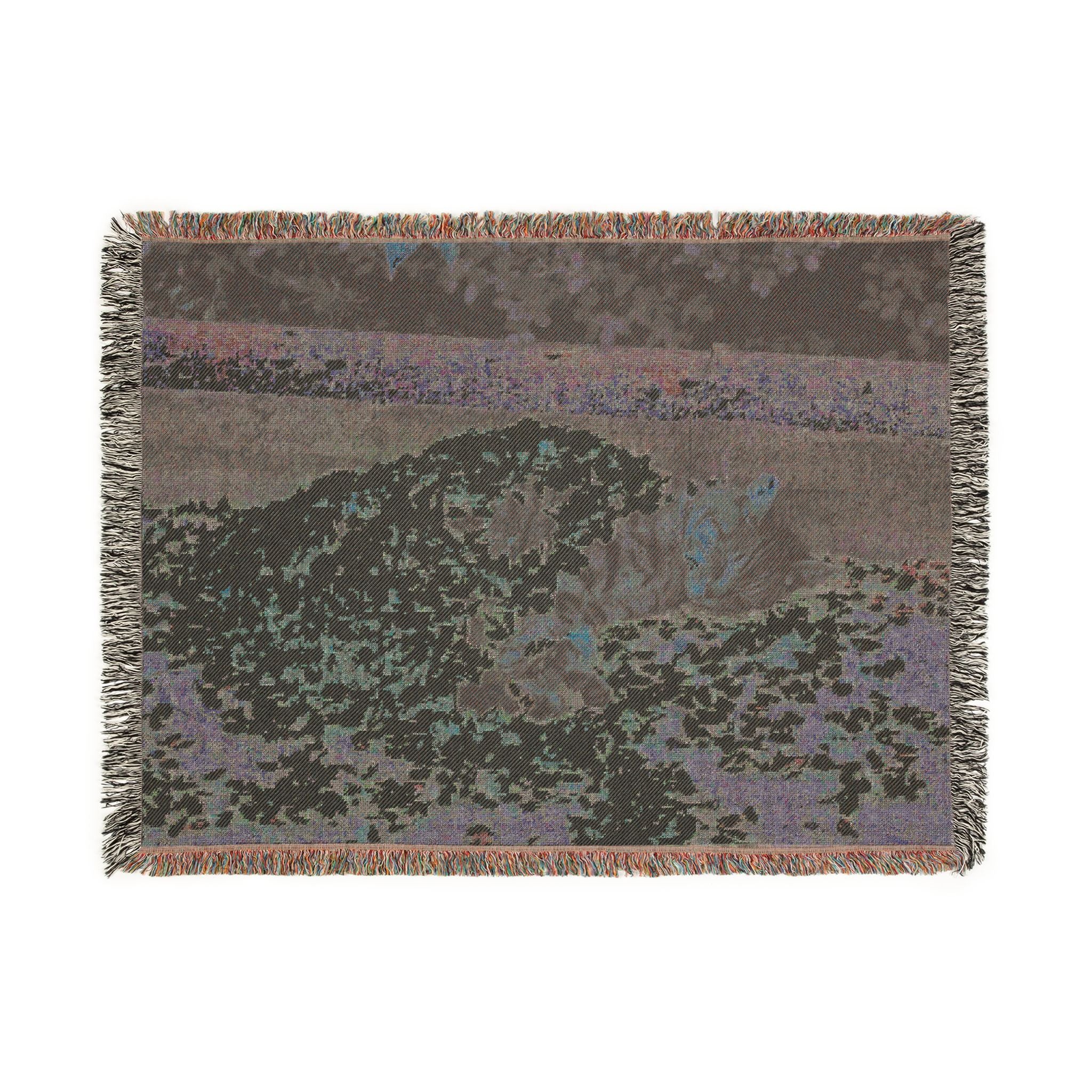 Floral Cat Woven Blanket — Pink Pet Portrait Throw