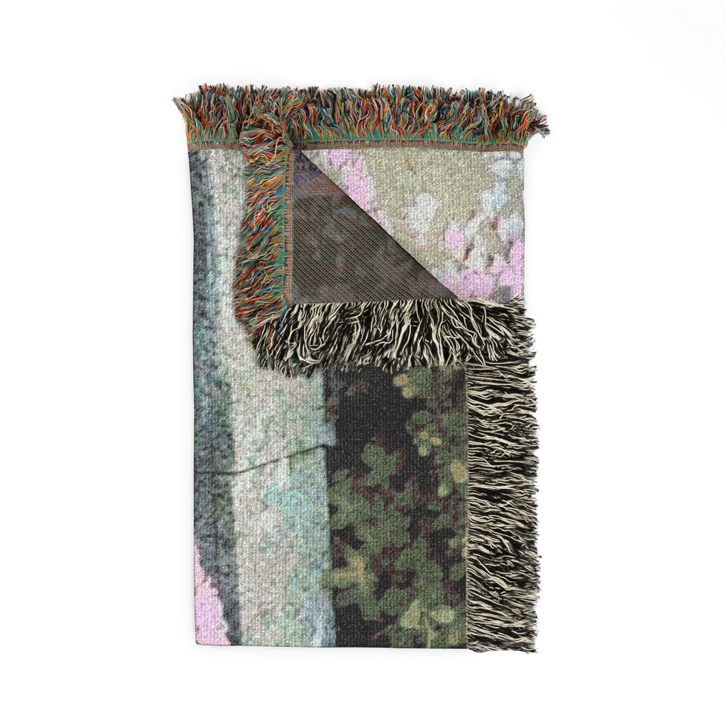 Floral Cat Woven Blanket — Pink Pet Portrait Throw